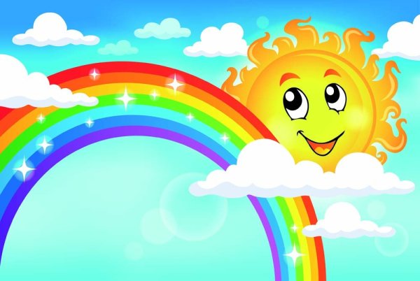 Солнце и Радуга мультяшная