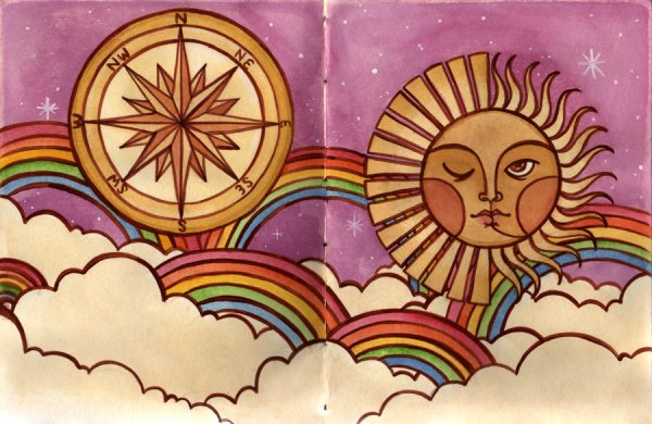 Мультяшное солнышко и Радуга