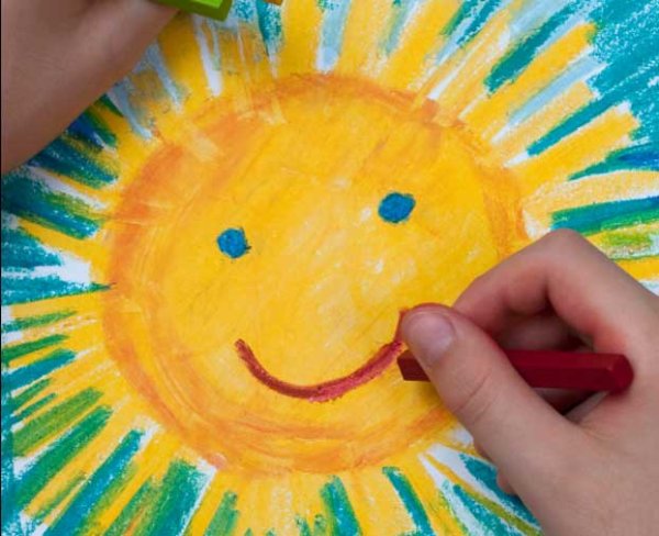 Солнце рисунок красками