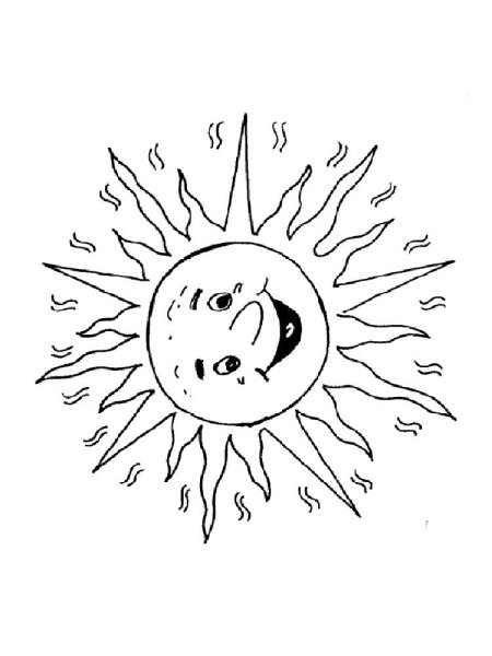Солнце рисунок карандашом