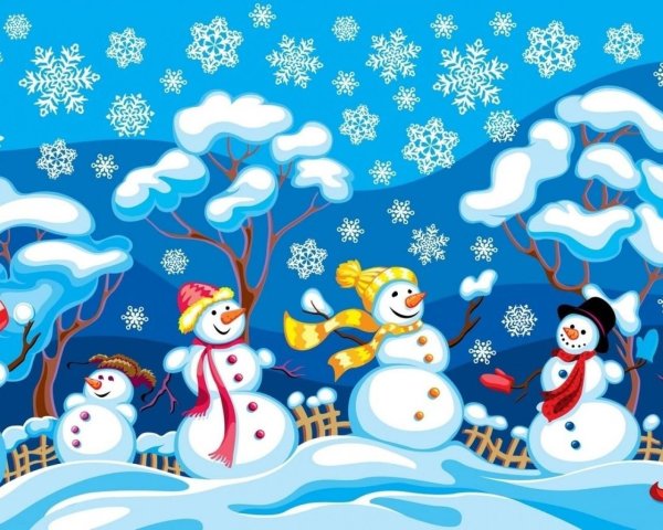 Снеговик рисунок на новый год