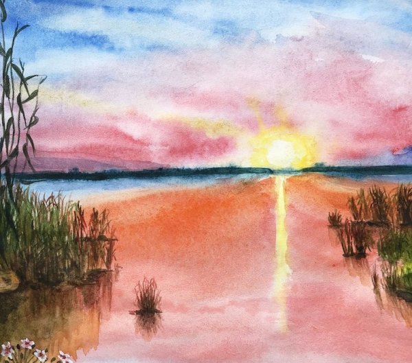 Солнце гуашью