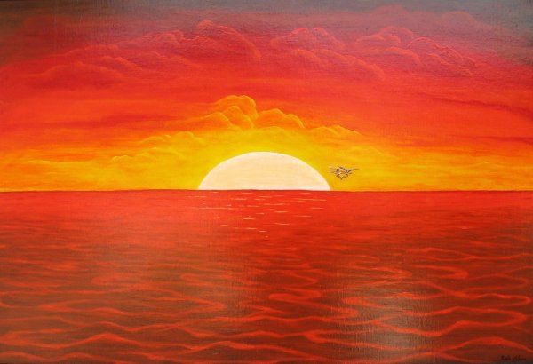 Закат гуашью