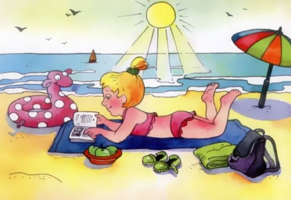 Лето дети загорают