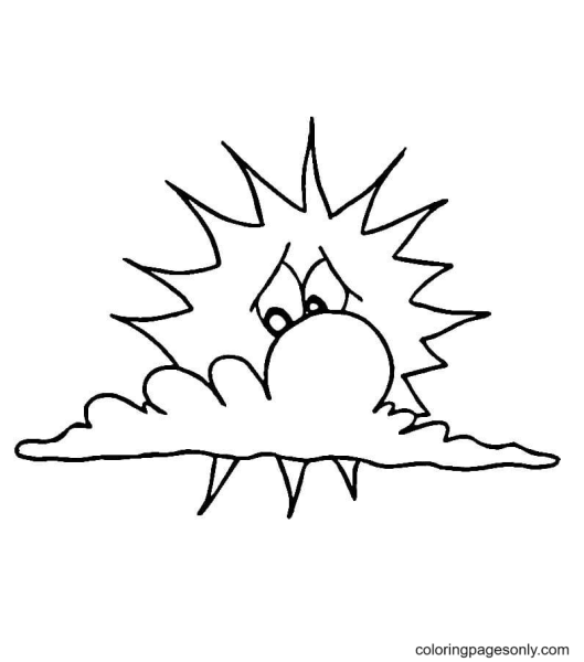 Солнышко и облака карандашом