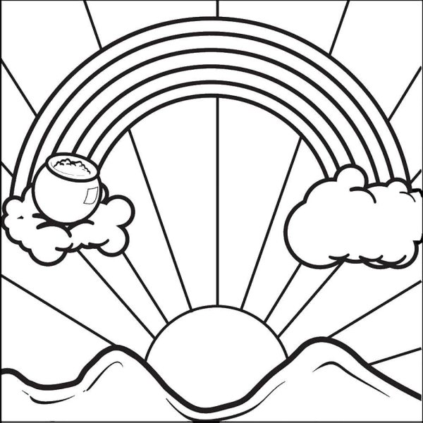 Радуга и солнце раскраска