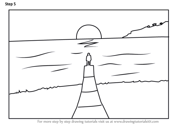 Закат рисунок карандашом простым