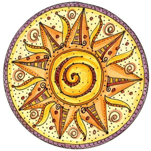 Русский изразец солнце, Луна