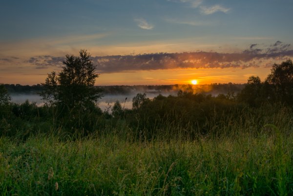 Летний рассвет над рекой