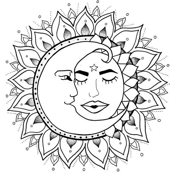 Раскраска солнце и Луна