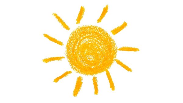 Солнце цветными карандашами