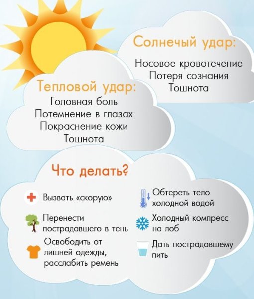 Памятка для родителей Солнечный и тепловой удар