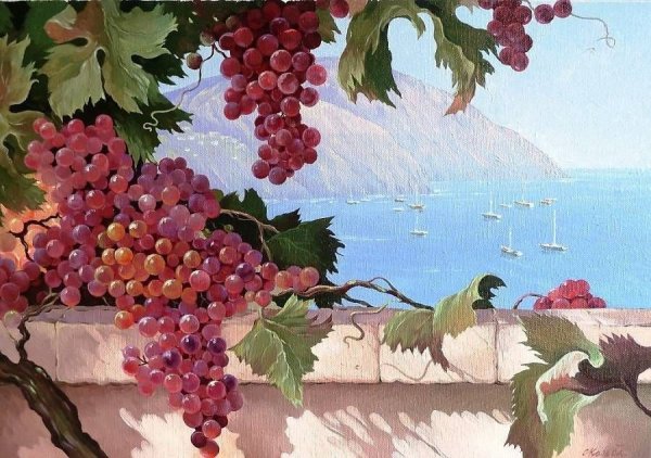 Гроздь винограда на солнце