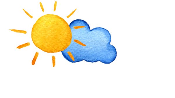 Солнышко и облака рисование