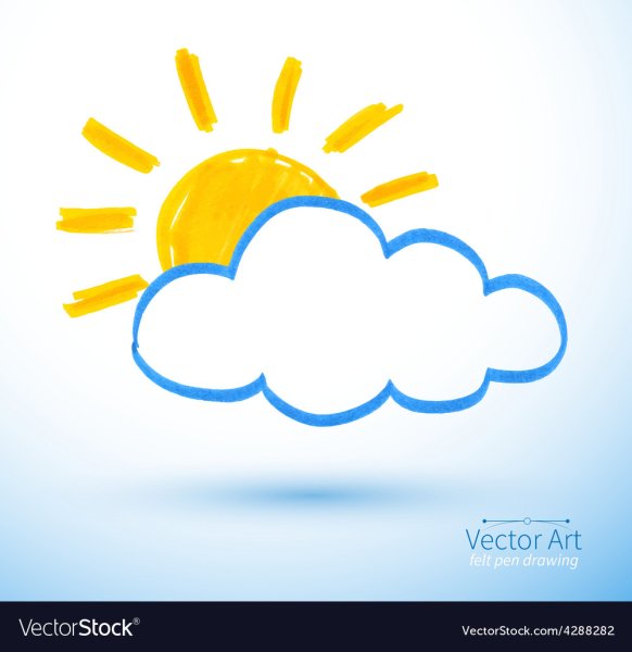 Рисования для детей солнце и облака