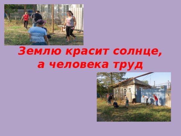 Землю красит солнце а человека труд