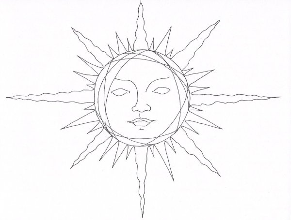 Солнце рисунок карандашом