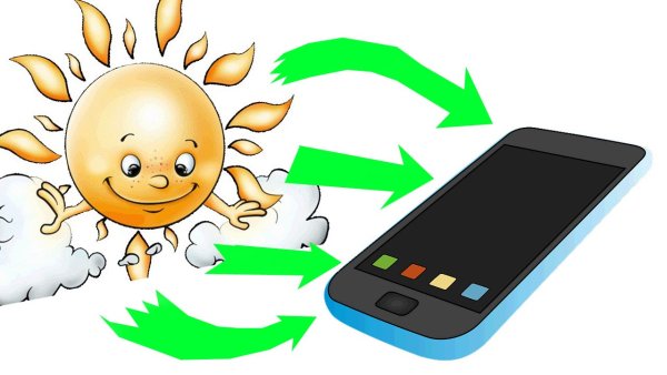 Смартфон на солнце