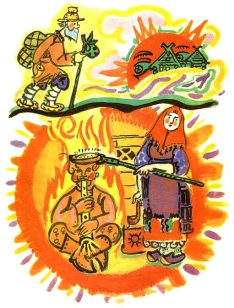 Иллюстрация к сказке солнце месяц и ворон Воронович