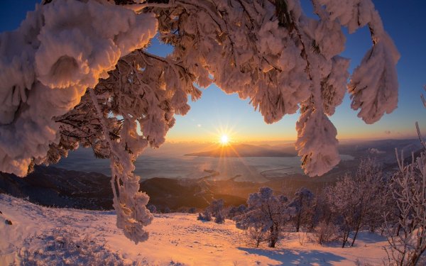 Зимнее солнце в дымке