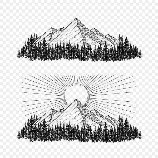 Восходящее солнце в горах вектор