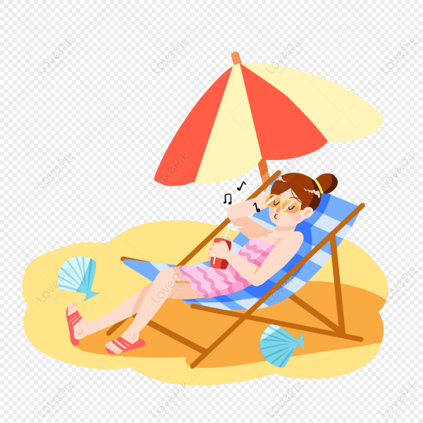 Дети на шезлонгах на пляже