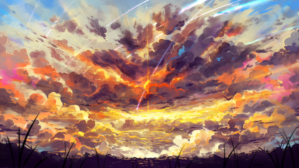 Аниме Kimi no na WA закат