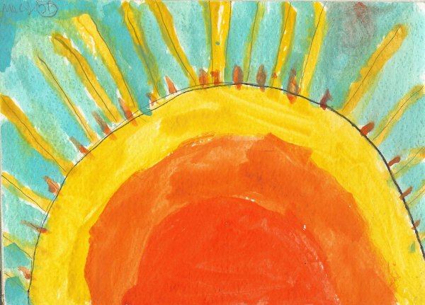 Солнце гуашью