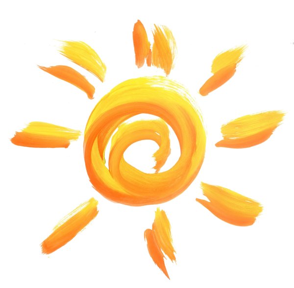 Солнышко нарисованное красками