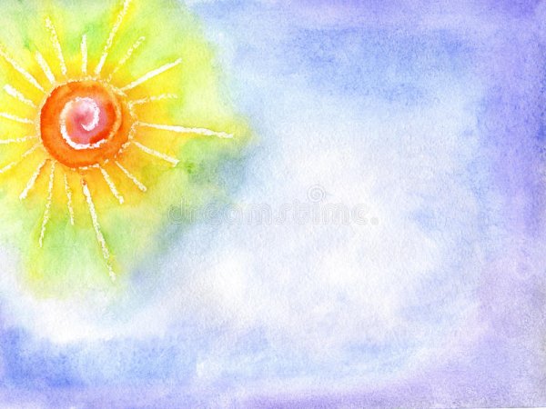 Солнечный день рисунок акварелью