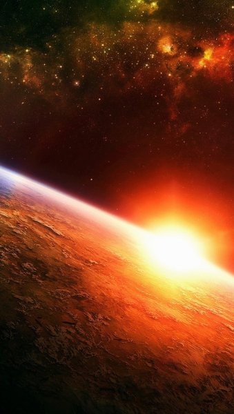 Закат солнца в космосе