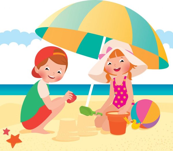 Дети в панамках жарким летом