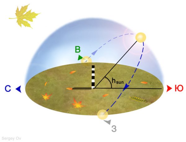 Как ориентироваться по солнцу в полдень