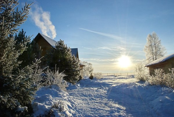 Морозное утро в деревне
