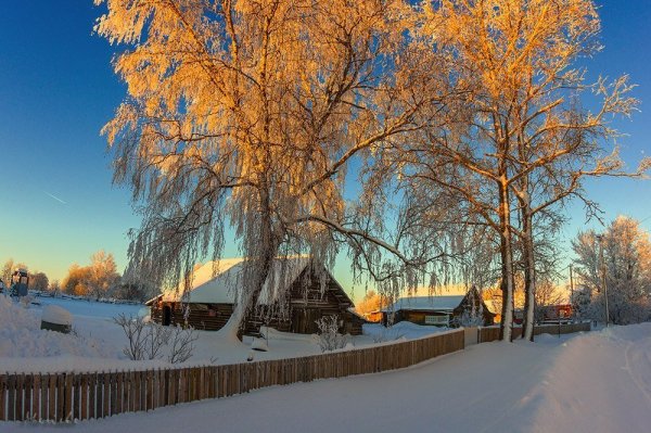 Деревня зимняя красота