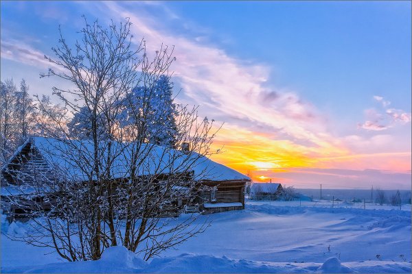 Зимнее утро в деревне