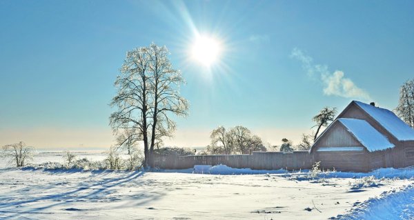 Зима солнце деревня