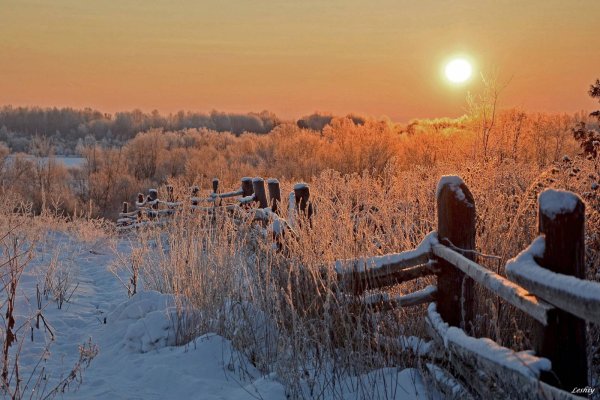 Морозное утро в деревне