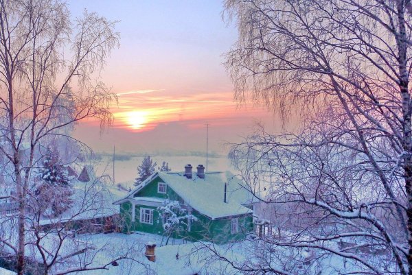 Морозное утро в деревне