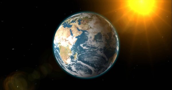 Планета земля и солнце