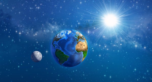 Планета земля и солнце