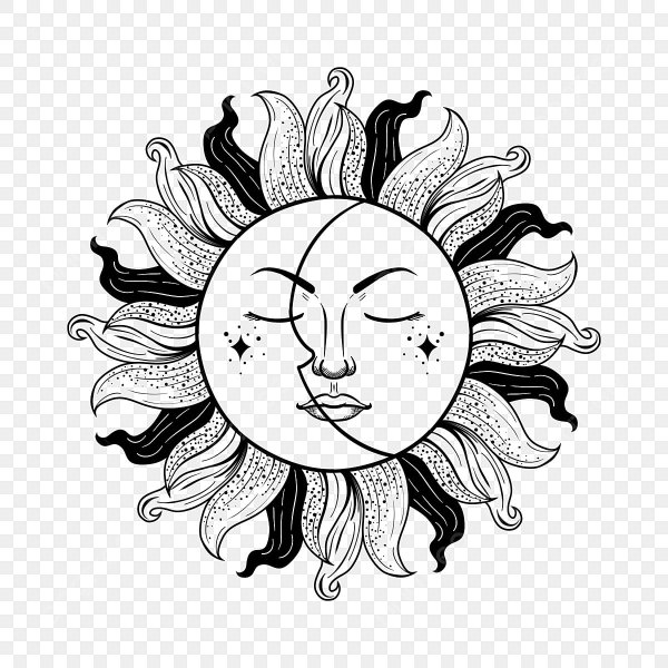 Солнце и Луна на белом фоне