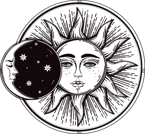 Солнце в стиле гравюра