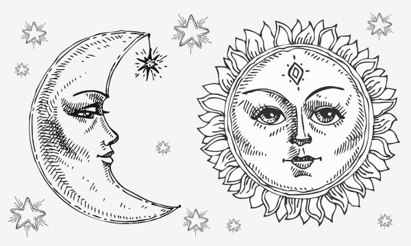Солнце и месяц с лицом