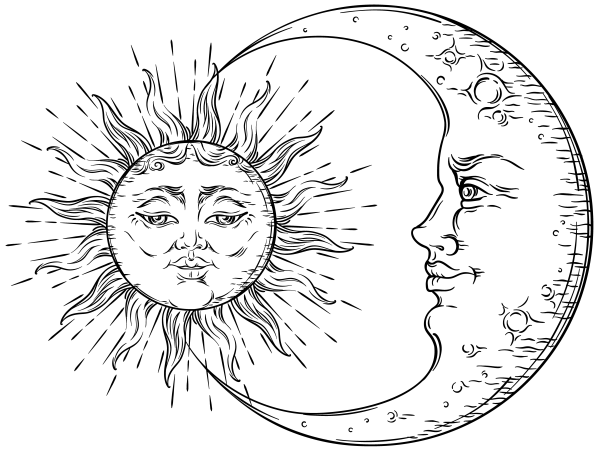 Солнце с лицом эскиз