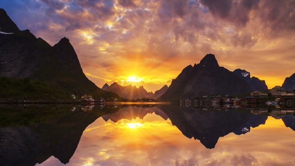 Норвегия фьорды закат