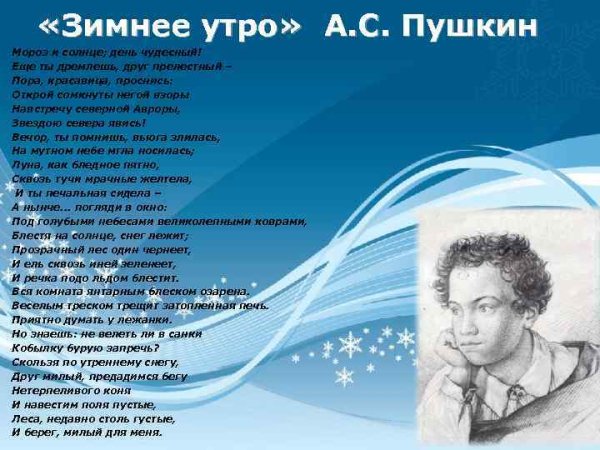 Стихотворение Александра Сергеевича Пушкина зимнее утро