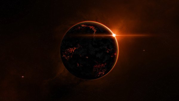 Планета на темном фоне