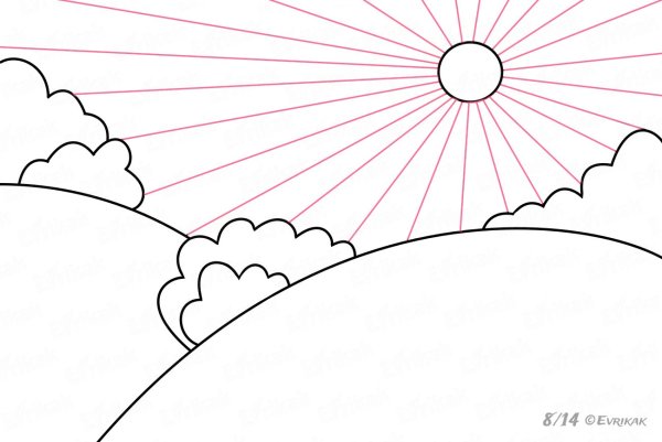 Закат рисунок красками