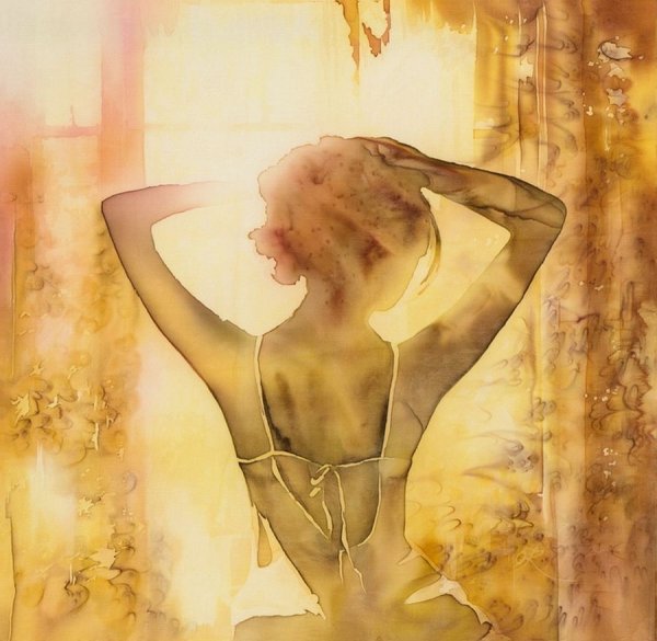 Человек на закате солнца арт